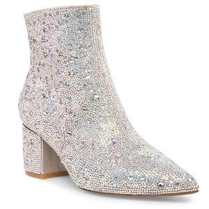 Betsy Johnson Kyla Bootie Bling Boots Silver Sparkle